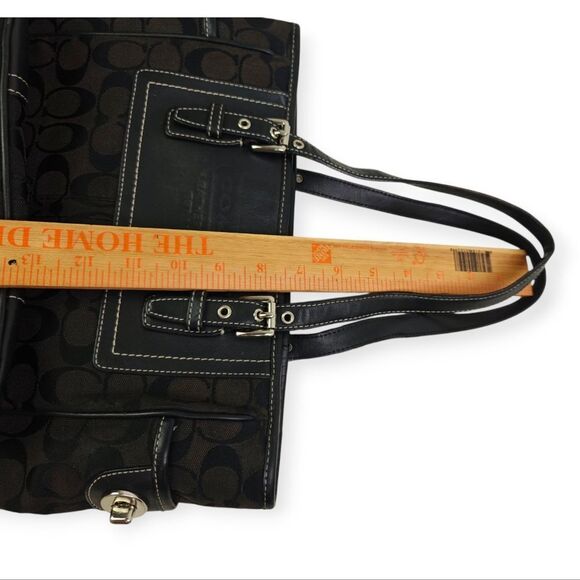 Coach Legacy Black Leather Trim CC Signature Canvas Handbag Tote Purse - Picture 8 of 14